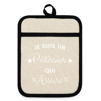 JE SUIS UN PÂTISSIER QUI ASSURE - Maniques avec dos en caoutchouc - lin/noir  - Devant