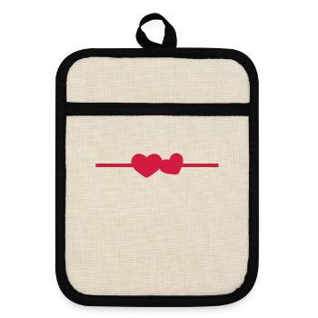 Line heart ornament icon - Pot holders with rubber back - linen/black  - Front