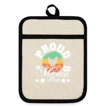 Proud Mommy Hen Retro Sun Circle - Pot holders with rubber back - linen/black  - Front