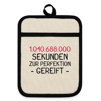 33 Geburtstag in Sekunden Geschenk Geschenkidee - Topflappen mit Gummirückseite - Leinen/Schwarz  - Vorne