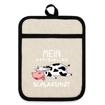 Offizielles Schlafshirt Kuh - Topflappen mit Gummirückseite - Leinen/Schwarz  - Vorne