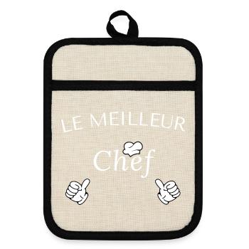 Tablier de cuisine le meilleur chef - Maniques avec dos en caoutchouc - lin/noir  - Devant