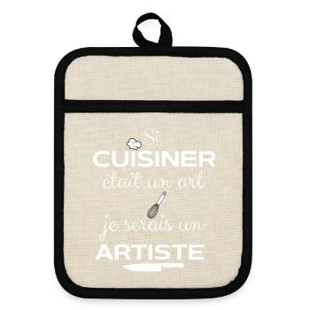 Tablier de cuisine humour si cuisiner était un.. - Maniques avec dos en caoutchouc - lin/noir  - Devant