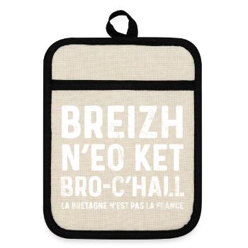 Breizh N’eo Ket Bro-C’hall, Brittany Is Not France - Pot holders with rubber back - linen/black  - Front