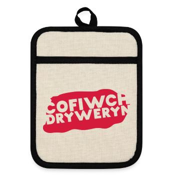 Cofiwch Dryweryn - Maniques avec dos en caoutchouc - lin/noir  - Devant