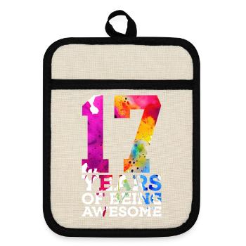 17 YEARS OF BEING AWESOME 17TH BIRTHDAY - Pot holders with rubber back - linen/black  - Front