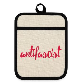 Always Antifascist - Topflappen mit Gummirückseite - Leinen/Schwarz  - Vorne