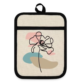 Abstrakte Mohnblume Poppies line art Farbklecks - Topflappen mit Gummirückseite - Leinen/Schwarz  - Vorne