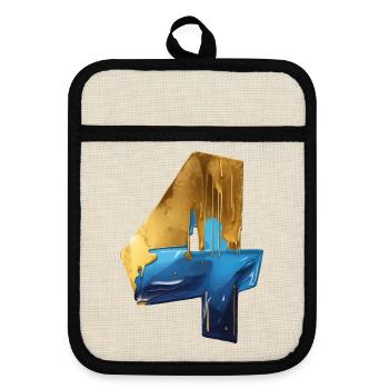 NO. 4 NUMBER 4 COOL 4TH BIRTHDAY - Pot holders with rubber back - linen/black  - Front