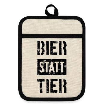 BIER STATT TIER - Topflappen mit Gummirückseite - Leinen/Schwarz  - Vorne