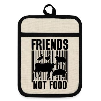 FRIENDS NOT FOOD VEGAN VEGANER - Topflappen mit Gummirückseite - Leinen/Schwarz  - Vorne