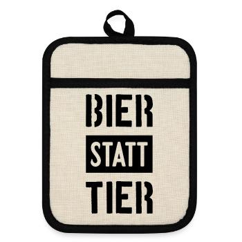 BIER STATT TIER VEGAN VEGANER - Topflappen mit Gummirückseite - Leinen/Schwarz  - Vorne