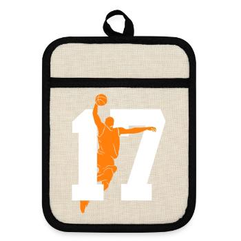 NUMBER 17 BASKETBALL 17TH BIRTHDAY - Pot holders with rubber back - linen/black  - Front