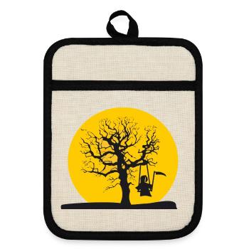 La mort bascule à votre endroit préféré Cadeau - Maniques avec dos en caoutchouc - lin/noir  - Devant