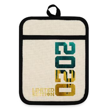 6TH BIRTHDAY LIMITED EDITION 2020 - Pot holders with rubber back - linen/black  - Front