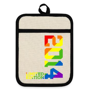 LGBTQ 2014 REGENBOGEN QUEER 11. GEBURTSTAG PRIDE - Topflappen mit Gummirückseite - Leinen/Schwarz  - Vorne