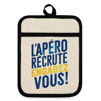 L'apéro recrute ! engagez-vous ! - Maniques avec dos en caoutchouc - lin/noir  - Devant