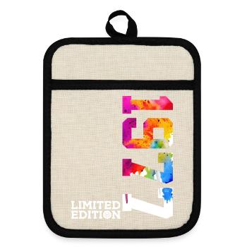 49. GEBURTSTAG LIMITED EDITION 1977 - Topflappen mit Gummirückseite - Leinen/Schwarz  - Vorne