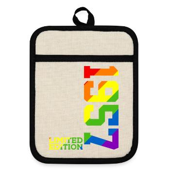 LGBTQ 1957 REGENBOGEN QUEER 69. GEBURTSTAG PRIDE - Topflappen mit Gummirückseite - Leinen/Schwarz  - Vorne