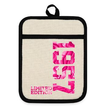 69. GEBURTSTAG PINK LIMITED EDITION 1957 - Topflappen mit Gummirückseite - Leinen/Schwarz  - Vorne