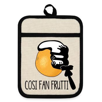 cosi fan tutti versus frutti - Souvenir von Mozart - Topflappen mit Gummirückseite - Leinen/Schwarz  - Vorne