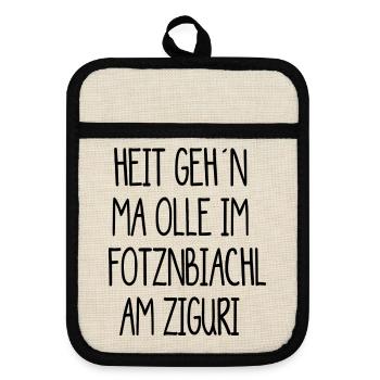 Ziguri, Löwenzahn Zigurikaffee - Topflappen mit Gummirückseite - Leinen/Schwarz  - Vorne