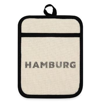Hamburg German City Hatching lettering - Pot holders with rubber back - linen/black  - Front