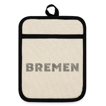 Bremen Deutschland Hansestadt Schraffur Schriftzug - Topflappen mit Gummirückseite - Leinen/Schwarz  - Vorne