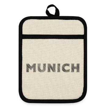 Munich Bavaria German City Hatching lettering - Pot holders with rubber back - linen/black  - Front