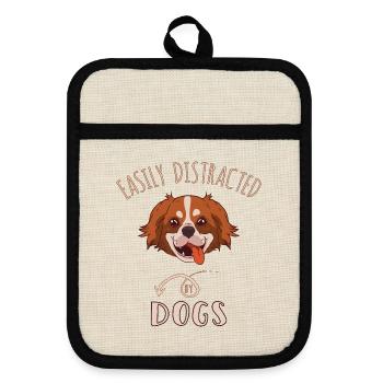 Easily Distracted By Dogs - Topflappen mit Gummirückseite - Leinen/Schwarz  - Vorne