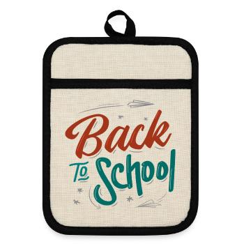 Back to school - Topflappen mit Gummirückseite - Leinen/Schwarz  - Vorne