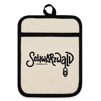 ,Schwarzwald’ mit Herzchen schwarz-weiß - Topflappen mit Gummirückseite - Leinen/Schwarz  - Vorne