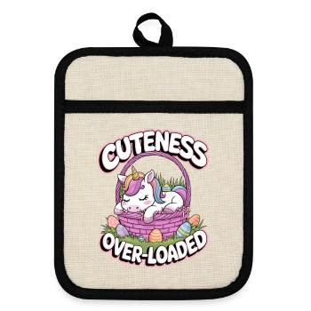 Cuteness Over-Loaded - Pot holders with rubber back - linen/black  - Front