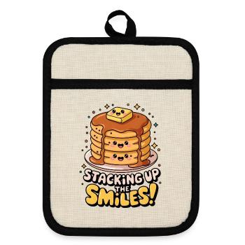 Staking Up The Smiles! - Pot holders with rubber back - linen/black  - Front
