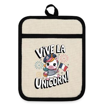 Vive La Unicorn! - Topflappen mit Gummirückseite - Leinen/Schwarz  - Vorne