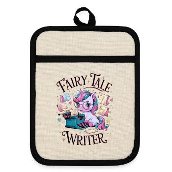 Fairy Tale Writer - Pot holders with rubber back - linen/black  - Front