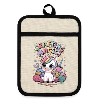 Crafting Magic! - Pot holders with rubber back - linen/black  - Front