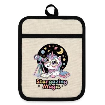Stargazing Magic - Pot holders with rubber back - linen/black  - Front