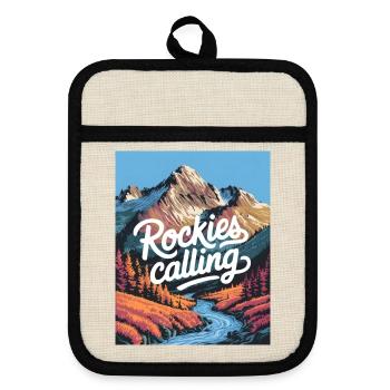 Rockies rufen - Topflappen mit Gummirückseite - Leinen/Schwarz  - Vorne