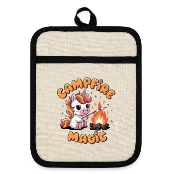 Campfire Magic - Pot holders with rubber back - linen/black  - Front