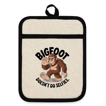 Bigfoot macht keine Selfies - Topflappen mit Gummirückseite - Leinen/Schwarz  - Vorne