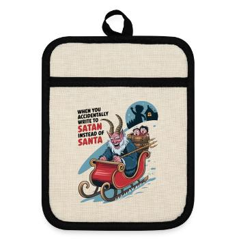 Schreiben Sie versehentlich an Satan statt an den Weihnachtsmann - Topflappen mit Gummirückseite - Leinen/Schwarz  - Vorne