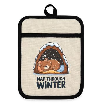Nap Through Winter - Pot holders with rubber back - linen/black  - Front