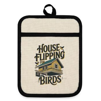 Retournement de maison pour les oiseaux - Maniques avec dos en caoutchouc - lin/noir  - Devant