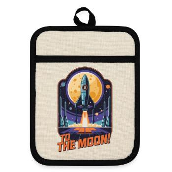To The Moon - Pot holders with rubber back - linen/black  - Front