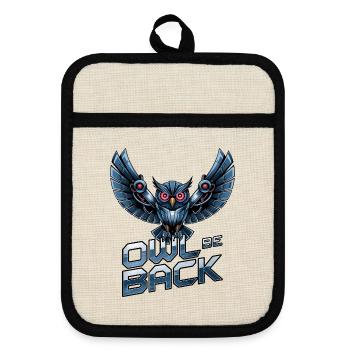 Owl Be Back - Pot holders with rubber back - linen/black  - Front