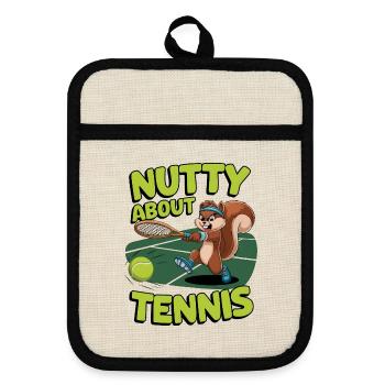 Nutty About Tennis - Pot holders with rubber back - linen/black  - Front