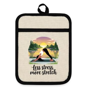 Weniger Stress, mehr Dehnung - Topflappen mit Gummirückseite - Leinen/Schwarz  - Vorne