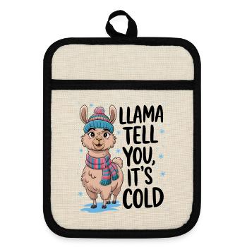 Lama vous dit qu’il fait froid - Maniques avec dos en caoutchouc - lin/noir  - Devant