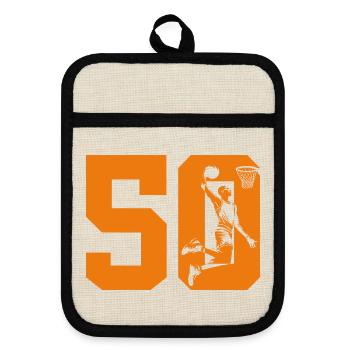 NUMMER 50 BASKETBALL 50. GEBURTSTAG - Topflappen mit Gummirückseite - Leinen/Schwarz  - Vorne